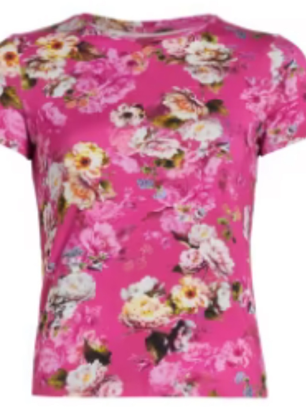 L’AGENCE Ressi fitted tee rosa bright pink floral -M-NWT!